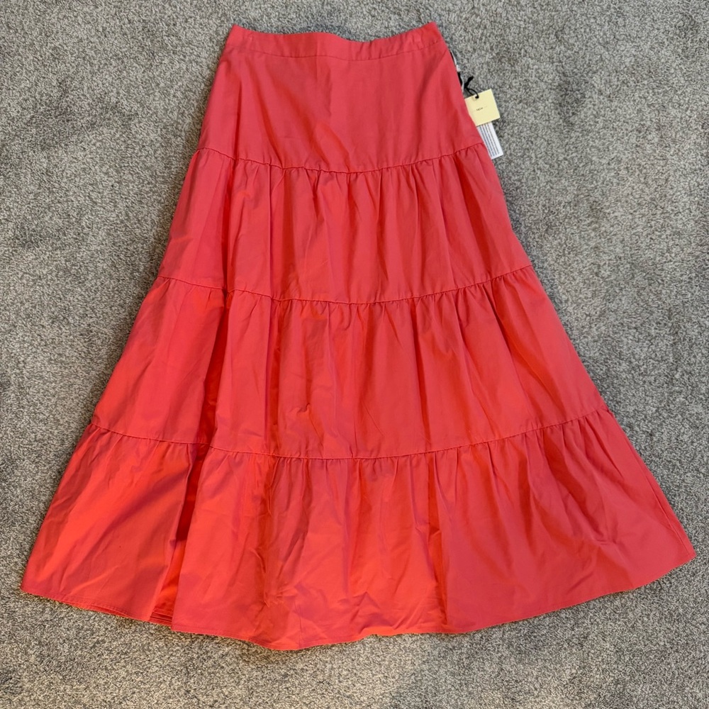 NWT Francesca’s TGLA Women's Size S Sandra Tiered Coral Pink Maxi Skirt